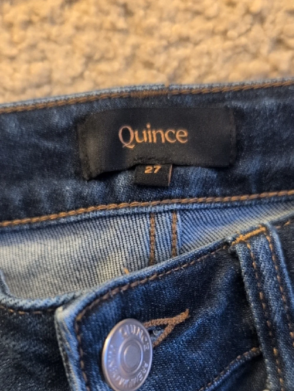 Quince Stretch High Rise Straight Jeans Midnight Blue Size 27